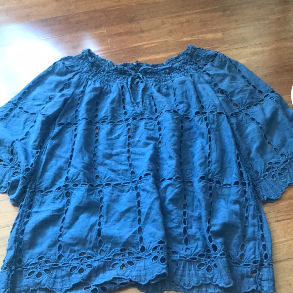 Embroidered blouse with front tie